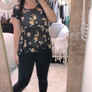 Xhilaration size medium black floral babydoll top